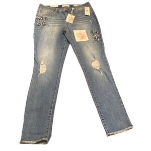 Jessica Simpson NWT Sz 30 Forever Rolled Ankle Jeans Soft Sculpt Floral Distress